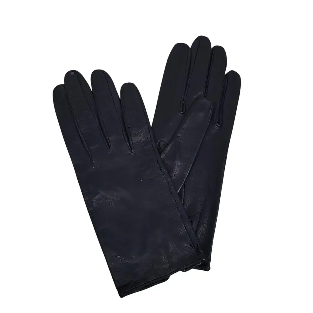 Vintage Saks Fifth Ave Womens Genuine Blue Leather Gloves Sz 7.5 Silk Lined NWOT - Picture 1 of 6